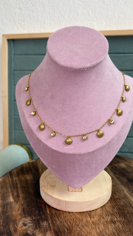 Shell with white Stone Necklace