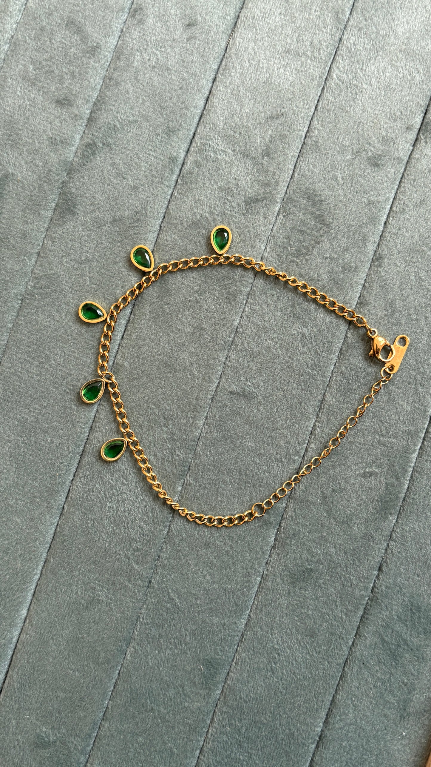 Anti Tarnish Green Stone Bracelet